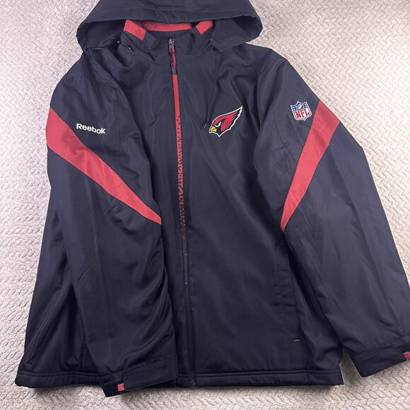 Reebok On Field Arizona Cardinals Zip Up Jacket Size Large Removable Hood - Picture 2 of 16